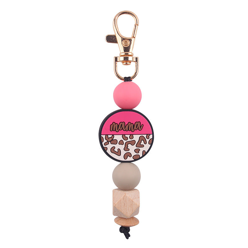 Wholesale Handmade Silicone Beaded Cartoon Mother's Day Keychain